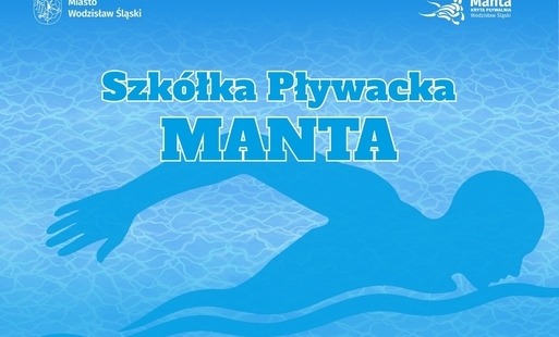 Grafika promująca Szkółkę Pływacką Manta